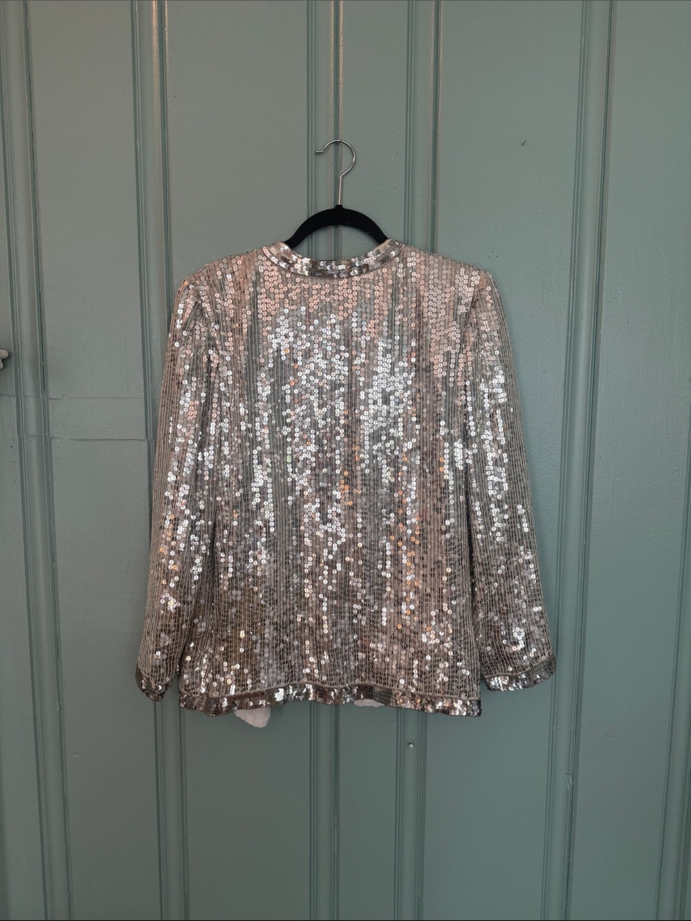 Vintage 70s 80s Champ Ellyse Silver Sequin Blazer Jacket w Disco Festival Vibes - Picture 8 of 12